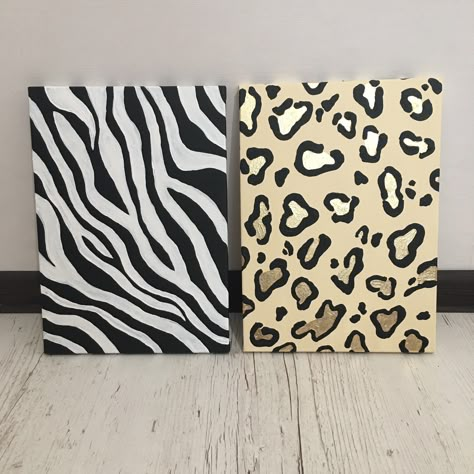 Animal Print Painting Canvas, Set Of 3 Canvas Painting Ideas Diy, Leopard Canvas Painting, How To Paint Leopard Print, Leopard Print Painting, Leopard Print Art, Drawings For Wall Decor, Zebra Print Painting, Cow Print Canvas Painting