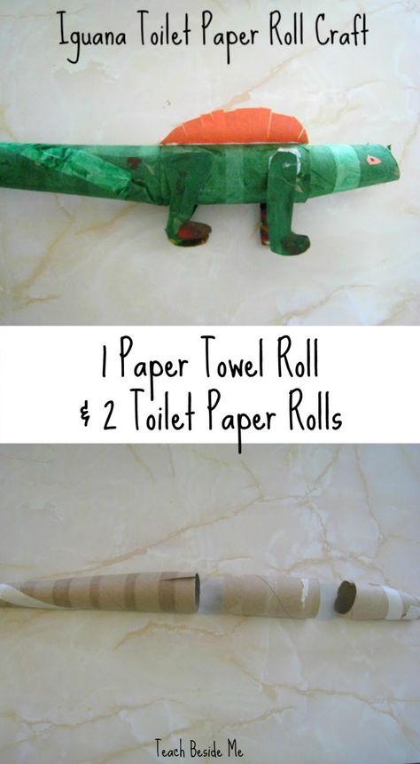 Rainforest Animal Crafts~ Toilet Paper Roll Iguana - Teach Beside Me Iguana Craft, Paper Craft Animals, Spain Crafts, Rainforest Crafts, Craft Animals, Cardboard Tube Crafts, Museum Ideas, Alphabet Animals, Animal Art Projects