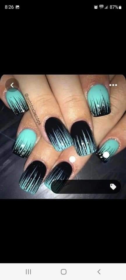 Black And Turquoise Nails, Turquoise And Black Nails, Turquoise Nails, Bridesmaids Nails, Turquoise And Black, Black Nails, Wedding Plans, Nail Ideas, Wedding Planning