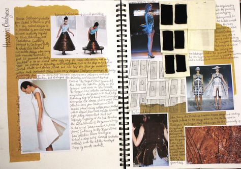 Fashion Sketchbook - Hussein Chalayan fashion design research Fashion Portfolio Layout, Sketchbook Layout, Textiles Sketchbook, Hussein Chalayan, Portfolio Book, Fashion Design Sketchbook, Fashion Journals, Fashion Sketchbook, Portfolio Layout