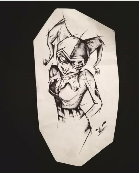 Harley Quinn tattoo Harley Quinn Tattoo Stencil, Harley Quinn Tattoo Ideas For Women, Harley Queen Tattoo, Joker Tattoo For Women, Tattoo Harley Quinn, Harley Quinn Tattoo Ideas, Harley Quinn Tattoo Design, Harley Quinn Tattoos, Batman Sleeve