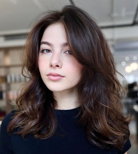 Sun-Kissed Brunette Balayage Expensive Brunette Pale Skin, Brown Hair Brown Eyes Pale Skin, Dark Brown Hair With Pale Skin, Pale Skin Blue Eyes Brown Hair, Pale Skin Brunette Hair, Brown Hair And Pale Skin, Dark Brown Hair Fair Skin, Brown Hair For Pale Skin, Dark Hair Fair Skin