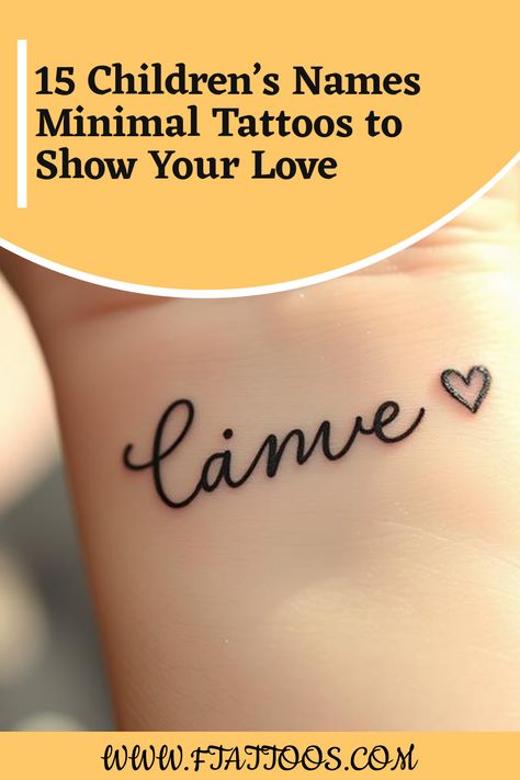 Minimalist Name Tattoos For Women, Name Tattoos For Women, Times Font, Heart Time, Family Tree Designs, Tattoos With Kids Names, S Names, Minimal Tattoos, Initial Tattoo