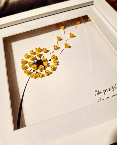 Paper Quilling International | My new quilling yellow dandelion 🌼 Paper Quilling Dandelion, Quilling Paper Ideas, Quilling Dandelion, Quilled Dandelion, Quilling Ideas Easy, Simple Quilling Ideas, Dandelion Crafts, Quilled Valentines, Quilling Art Ideas