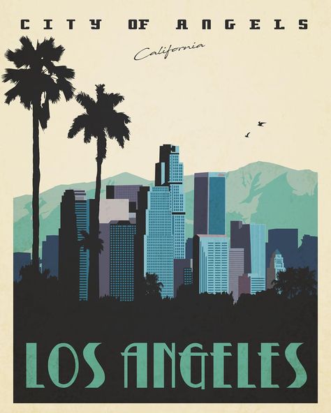 Here is one of three colors for our popular Los Angeles Vintage-Style Travel Poster. Prints are available on premium paper, framed poster, or on canvas. Los Angeles Poster, California Poster, Los Angeles Travel, California Wall Art, Vintage Poster Design, Art Deco Poster, Deco Poster, Retro Travel Poster, Art Deco Posters