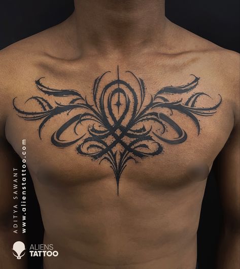 Gothic tattoo on chest Shoulder And Chest Tattoo Men, Chest To Shoulder Tattoo Men, Upper Chest Tattoo Men, Chest Tats Men, Gothic Chest Tattoo, Chest Tattoos Men, Mens Chest Tattoo, Mens Chest Tattoos, Men Chest Tattoo