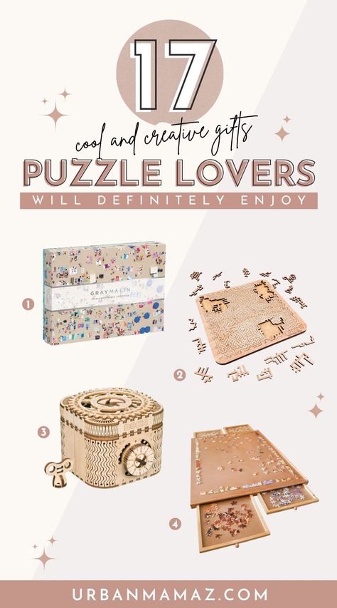 Gifts For Puzzle Lovers, Puzzle Basket Gift Ideas, Puzzle Lover Gifts, Puzzle Gift Basket Ideas, Cool Puzzles, Puzzle Gift Ideas, Puzzle Gifts, Christmas Puzzle, Unique Puzzles