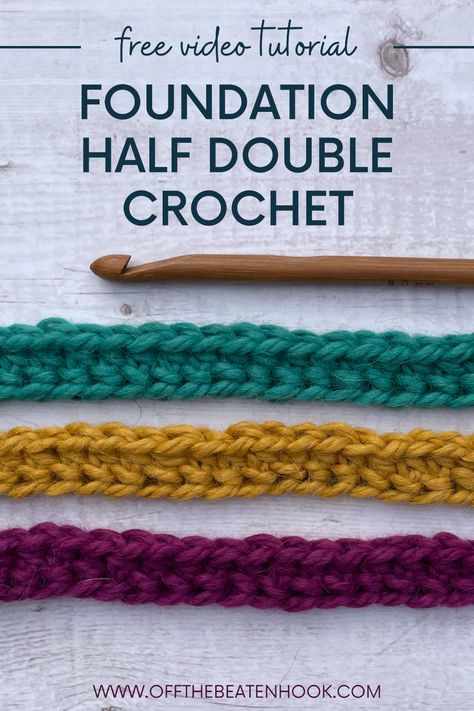 Are you tired of starting your crochet projects with a long chain and then struggling to work into it? Well, say goodbye to that annoyance and say hello to the foundation half double crochet! This game-changing stitch allows you to make your starting chain AND your first row of hdc at the same time. This tutorial includes detailed written instructions, photo tutorials and a video tutorial. Grab your hook and dive in as I guide you step-by-step on how to foundation half double crochet (fhdc). Hdc Foundation Chain, Tailor Room, Crochet Methods, Crochet Stitches Texture, Hdc Crochet, Crochet Queen, Foundation Half Double Crochet, Different Crochet Stitches, Crochet 101