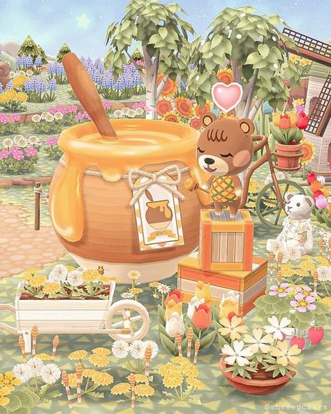 Animal Crossing Polly Pocket, Springcore Aesthetic, Spring Animal Crossing, Animal Crossing Campsite Ideas, Calico Game, Acpc Campsite Ideas, Pocket Camp Campsite Ideas, Animal Crossing Pocket Camp Campsite, Animal Crossing Aesthetic