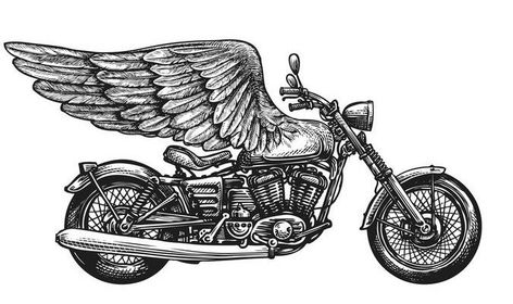 Moter Cycle Tattoo, Motocykle Harley Davidson, Memorial Tattoo Quotes, Harley Tattoos, Wings Sketch, Motor Tattoo, Helmet Tattoo, Harley Davidson Tattoos