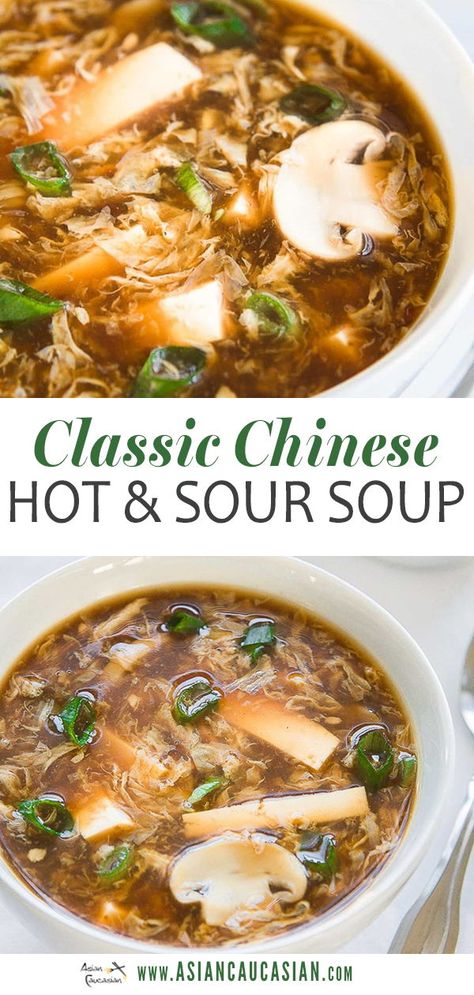 Hot And Sour Soup Recipe, Sour Soup Recipe, Soup Recipes Healthy, Asian Soup Recipes, Chinese Soup Recipes, Mapo Tofu, Hot And Sour Soup, Chinese Takeout, Sour Soup