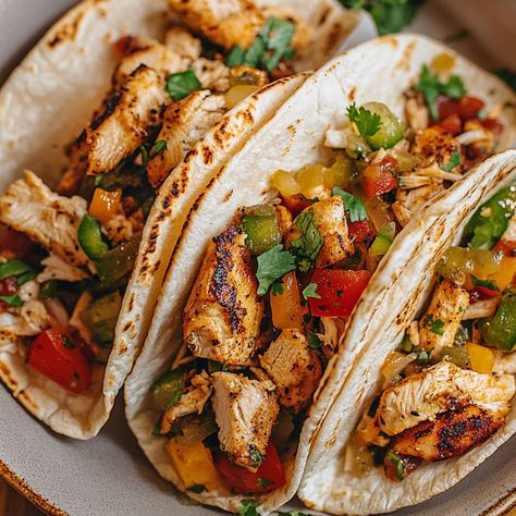 🌮 Easy Chicken Tacos: Fresh and Flavorful! 🍗✨ Get ready for a fiesta with these Chicken Tacos! Quick to prepare and bursting with delicious flavors, they're perfect for weeknight dinners or gatherings with friends. 🌶️ Ingredients: 1 lb boneless, skinless chicken breasts (or thighs) 1 tablespoon olive oil 1 teaspoon chili powder 1 teaspoon cumin 1/2 teaspoon paprika 1/2 teaspoon garlic powder Salt & pepper to taste 8 small tortillas (corn or flour) Optional toppings: shredded lettuce, diced ... Easy Chicken Tacos, Chicken Tacos Easy, Shredded Lettuce, Boneless Skinless Chicken, Chicken Tacos, Weeknight Dinners, Skinless Chicken Breast, Chili Powder, Easy Chicken