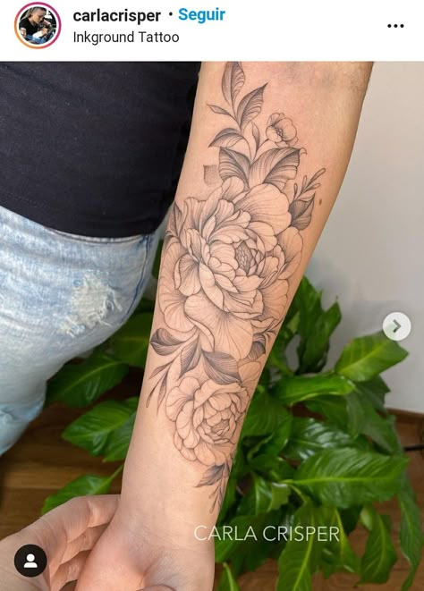 Flower For Arm Tattoo, Fine Line Flower Tattoo Sleeve, Floral Half Sleeve Tattoo Forearm, Tattoos Back Of Arm, Tattoo Wreath, Fine Line Floral Tattoo Sleeve, Tattoo Ideas Female Sleeve, Age Quotes, Tattoos Back