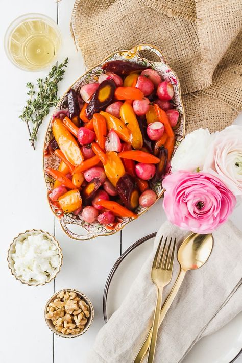 Butter Roasted Carrots, Carrots And Radishes, Honey Roasted Carrots, Oven Vegetables, Roasted Radishes, Vegetable Prep, Honey Roasted, Honey Butter, Favorite Side Dish