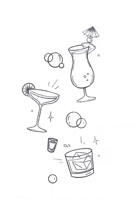 Mini Cocktail Tattoo, Tiny Margarita Glass Tattoo, Tropical Drink Tattoo, Alcohol Drawing Easy, Daiquiri Tattoo, Margarita Cocktail Tattoo, Twice Inspired Tattoos, Alcohol Doodles, Margarita Glass Tattoo