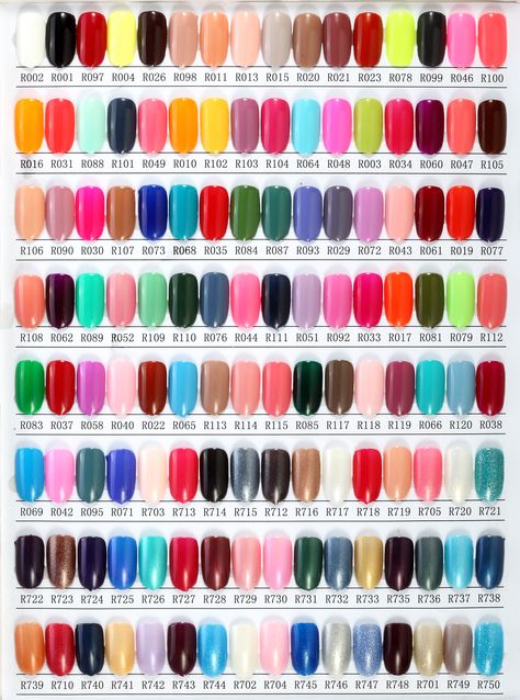 R S Nail gel polish color chart 1 Nail Color Chart, Gel Polish Swatches, Nail Varnish Colours, Glitter Gel Nail Designs, Dnd Gel Nail Polish, Shellac Nail Colors, Opi Nail Polish Colors, Opi Gel Nails, Nyc Nails