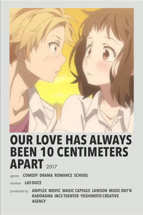 Our Love has Always Been 10 Centimeters Apart Minimal anime poster Our Love Has Been 10 Centimeters Apart, Our Love Has Always Been 10cm Apart, Anime Recommendations List Romance, Anime Minimal Poster, Animes To Watch Poster, Anime Recommendations Poster, Anime Reccomendations Poster, List Anime, Rom Com Animes To Watch