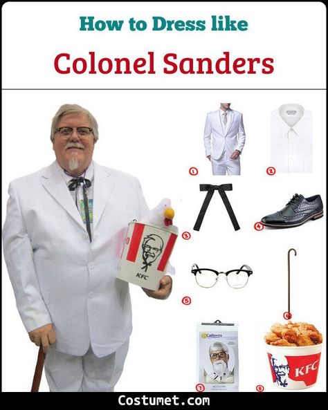 Colonel Sanders KFC Costume for Cosplay & Halloween 2021 Kernel Sanders Costume, Family Kfc Costume, Kfc Costume, Kernal Sanders Kfc Costume, Colonel Sanders Costume, Colonel Sanders, Costume For Halloween, Cosplay Halloween, Three Piece Suit