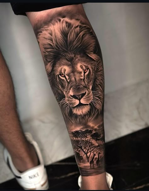 Lion Leg Sleeve, Lion Tattoo Half Sleeve, Lion Leg Tattoo, Lion Arm Tattoo, Lion Back Tattoo, Lion Shoulder Tattoo, Tattoos For Dad Memorial, Lion Forearm Tattoos, Jungle Tattoo