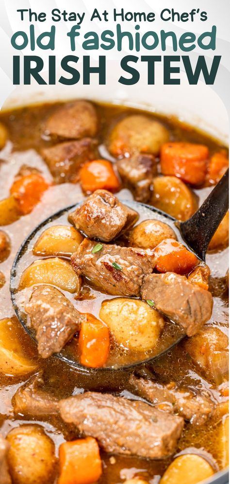 Close up view of irish stew in a pot. Irish Chicken Stew Recipes, Beef Broth Gravy, Indian Platter, Irish Stew Recipe, Irish Cooking, Stew Chicken Recipe, Irish Stew, Irish Food, Fried Beef