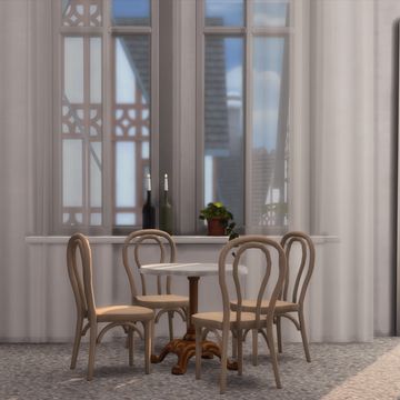 Custom Dining Chairs, Cc Patreon, Sims Builds, Flower Mirror, Custom Chair, Bistro Chairs, Sims 4 Cc, Sims 4 Custom Content, Bistro Table