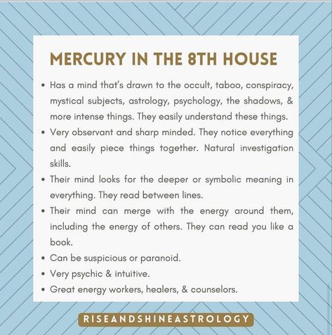 Mercury In 8th House, 8th House Astrology, Astrology Aspects, Mercury Sign, Chart Astrology, Jyotish Astrology, Astrology Stars, Birth Chart Astrology, Astrology Chart