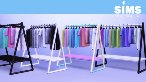 Clothing Rack Cc Sims 4, Sims Bedroom, Sims 4 Clutter, Functional Clothing, Thrifted Outfits, Clothes Rail, Sims4 Cc, Cc Sims, Sims 4 Game