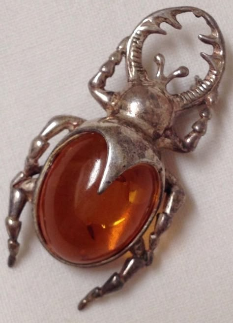 Amber Brooch, Bug Brooch, Bug Jewelry, Necklaces Ideas, Natural Fashion, Stag Beetle, Scarab Beetle, Beetle Bug, Insect Jewelry