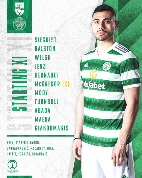 Football Stats Design, Football Lineup Design, Starting Lineup Graphic, Poster Bola, Celtic Football Club, Celtic Football, Ross County, Photoshop Video Tutorials, The Celts