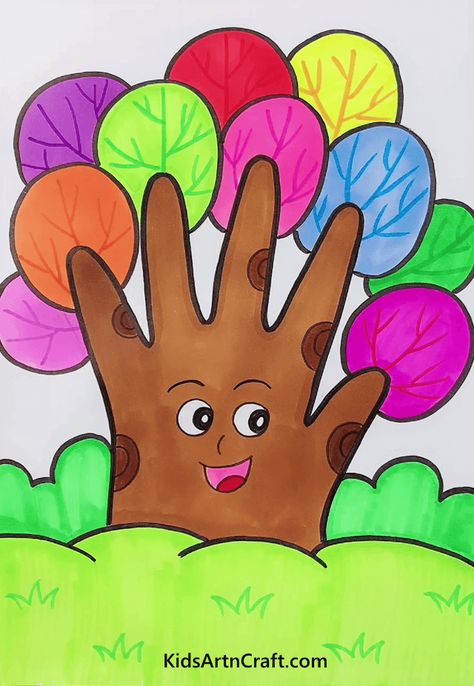 Hand Tree House Drawings For Kids - Kids Art & Craft Hand Tree Drawing, Cartoon Tree Drawing, Tree House Drawing For Kids, Treehouse Drawing Simple, Tree House Drawing Simple, Tree House Art Drawing, Sketch For Kids, Tree Drawing For Kids, Drawing Pictures For Kids