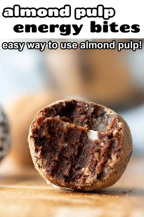 Not sure what to do with almond pulp after making almond milk? These quick and easy almond pulp energy balls are the answer! They're rich, chocolatey, nutritious, and the perfect on-the-go snack. Only 7 ingredients and ready in minutes. Making Almond Milk, Almond Pulp Recipes, Recipes Chili, Pasta Bread, Pulp Recipe, Make Almond Milk, Bread Sandwich, Postre Keto, Homemade Almond Milk