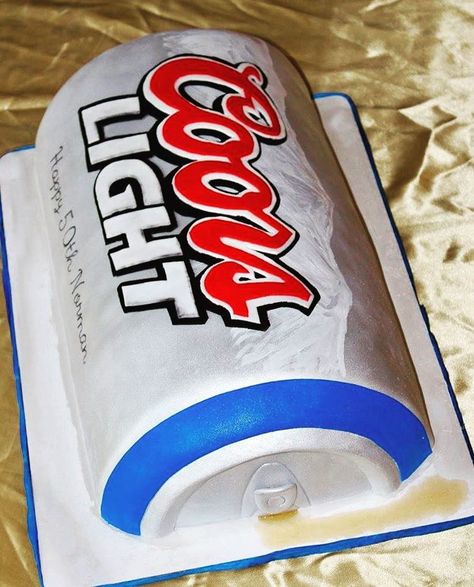 Coors Light Cake, Beer Party Theme, Nacho Party, Birthday Beer Cake, Harley Davidson Cake, Light Cake, Birthday Beer, 50 Party, Beer Case