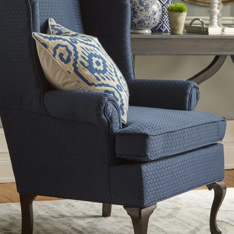 Astoria Grand Ruthanne 20" Wingback Chair | Wayfair Wingback Chair Living Room, Navy Chair, Wing Back Chair, Cane Back Chairs, Outdoor Chair Set, Blue Queen, Rolled Arm Sofa, Chair And A Half, Chair Upholstery