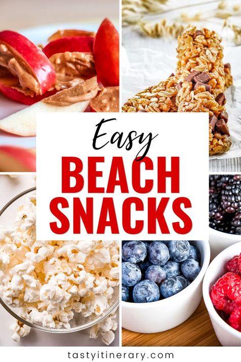 Easy Beach Food, Easy Beach Snacks, Beach Appetizers, Healthy Beach Snacks, Beach Food Ideas, Beach Day Food, Beach Picnic Foods, Vacation Snacks, Pool Snacks