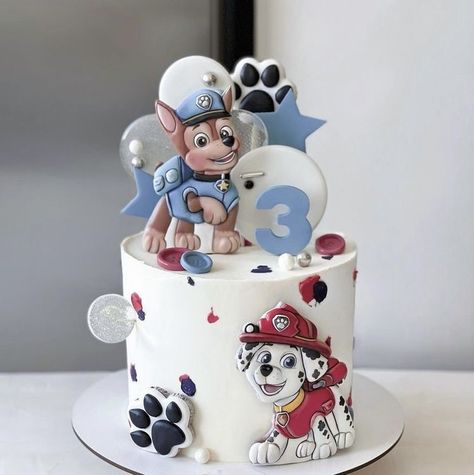 Patrol Cakes Ideas, Paw Patrol Birthday Modern, Pastel Paw Patrol Birthday, Cake Patrol Paw, Paw Patrol Cake 3rd Birthday, Paw Patrol Cakes For Boys, Patrol Paw Cake, Modern Paw Patrol Birthday Party, Paw Patrol Birthday Decor