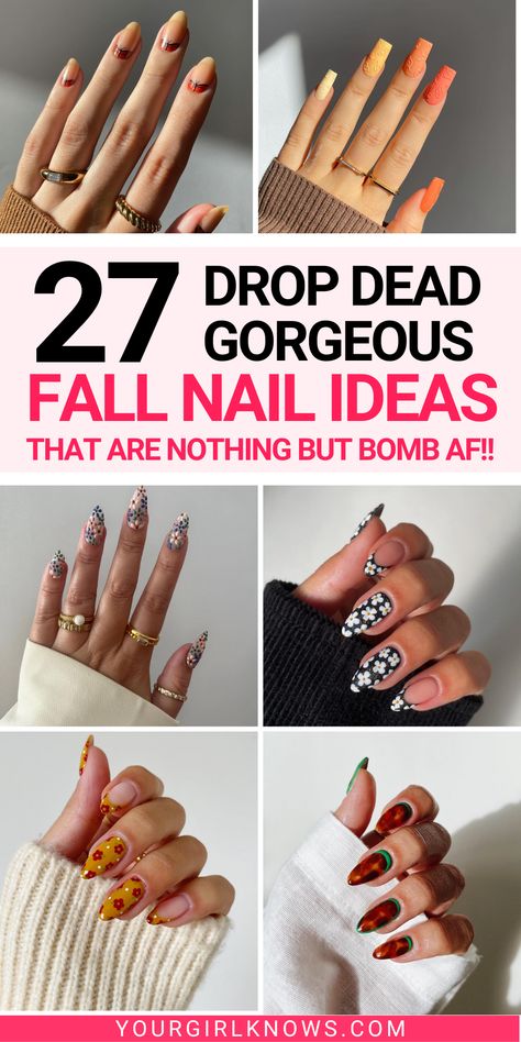 Looking for some nail inspo this fall? Look no further! These 27 outrageously cute fall nail designs will make you the center of attention wherever you go. From cozy plaid patterns to adorable pumpkin accents, these fall nails are the ultimate show stealers this year. Fall Nail Inspiration 2023, Oxblood Nails Acrylic, Fall Nail Art Inspiration, Fall Square Nails Ideas, Fall Bday Nails, Coffin Autumn Nails, Medium Length Fall Nails, Nails Acrylic Pumpkin, Acrylic Nails Ideas Fall