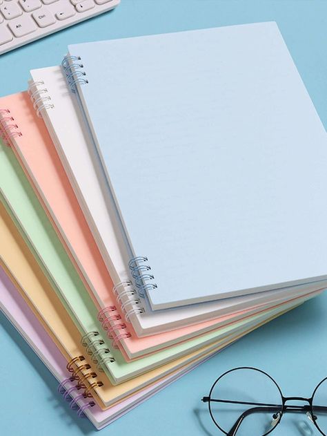 1pc Random Color Spiral Notebook | SHEIN USA Classy School Supplies, Danish Pastel School Supplies, Aesthetic Notebook For School, Cool Notebooks For School, Stationary For Highschool, Cute Stationery Notebooks, Spiral Notebooks For School, School Supplies Aesthetic Notebooks, Fancy School Supplies