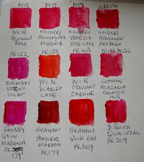 The Watercolour Log: `Permanent' Alizarin Crimson Magenta Watercolor, Rose Madder, Alizarin Crimson, Magenta Rose, Painting Medium, On October 3rd, Plein Air Paintings, Blue Watercolor, Color Samples