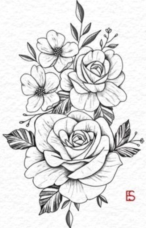 Drawing Of Rose, Tattoos Drawing, Rose Drawing Tattoo, Rose Hand Tattoo, Freehand Drawing, Muster Tattoos, Rose Tattoo Design, Rose Drawing, Roses Drawing