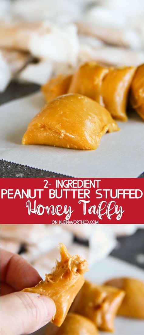 This super simple, 2-Ingredient, Peanut Butter Stuffed Honey Taffy is such a delicious treat. Tastes just like an Abba Zabba. Ready in less than 1 hour. via @KleinworthCo Taffy Recipe, Home Decor Photography, Honey Candy, Peanut Butter Honey, Candy Recipes Homemade, Decor Photography, Fun Foods, Honey Recipes, Peanut Butter Recipes