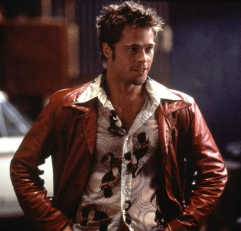 Me Character, Tyler Durden, Club Style, Movie Characters, Brad Pitt, Literally Me, Movies Showing, Red Leather Jacket, A Man