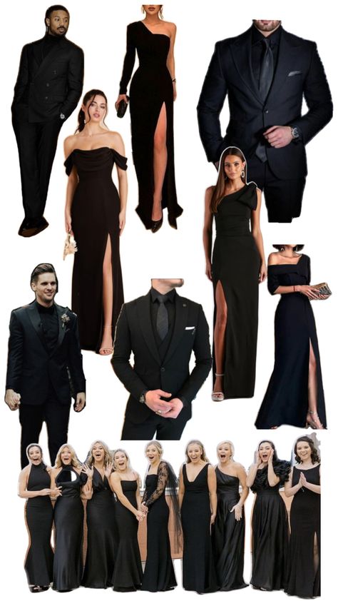 Black Tie Wedding Guest Attire, Black Tie Formal, Bridal Party Attire, Winter Wedding Guests, Bridesmaid Duties, Dream Wedding Decorations, Black Tie Wedding Guests, Black Attire, Dress Code Wedding