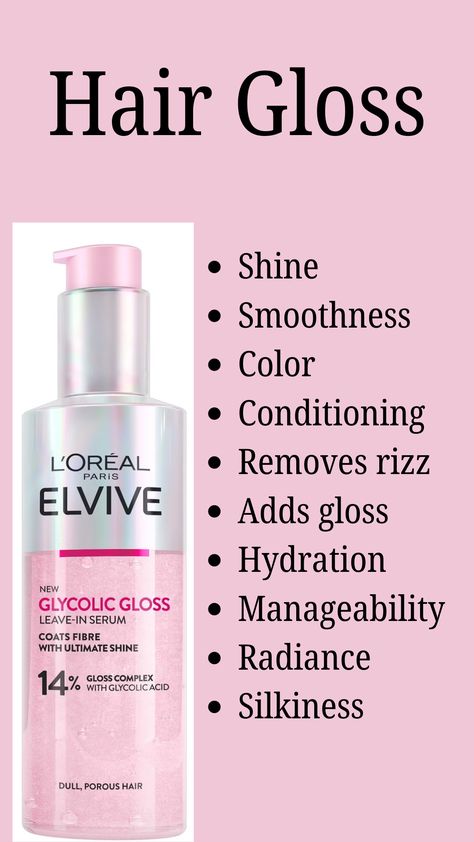 Achieve radiant shine, smoothness, and vibrant color with L'Oréal Hair Gloss. Instant glow! Transform your hair with L'Oréal Hair Gloss: stunning shine, smooth texture, and vibrant color. Elvive Serum, Loreal Hair Gloss, Shiny Hair Products, Hair Glossing, Smooth Shiny Hair, Porous Hair, Loreal Hair, Hair Gloss, Dull Hair