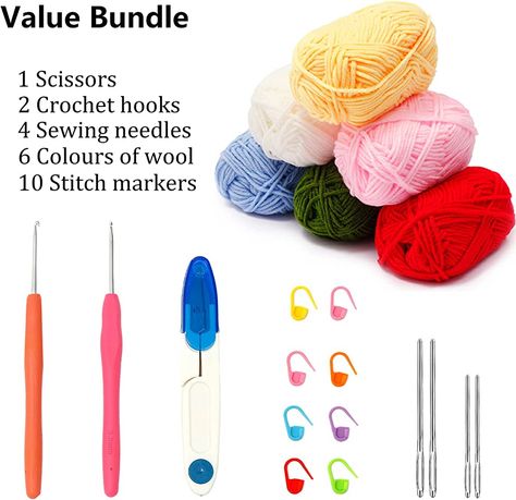 Crochet Starter Pack, Crochet Starter Kit, Essentials List, Sewing Needles, Crochet Set, Birthday List, Starter Pack, Crochet Kit, Starter Kit