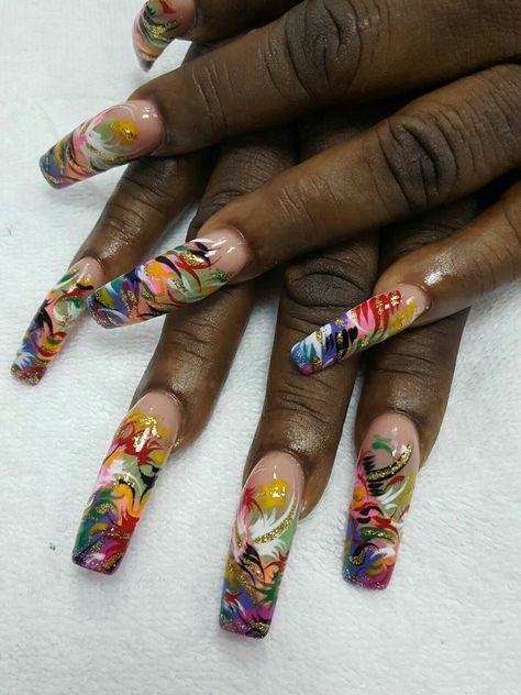 90s Nails Acrylic, 90s Nails, Crazy Nail Designs, Nail Business, Curved Nails, Long Nail Designs, Nails Today, Dope Nail Designs, Fall Acrylic Nails