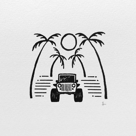 The Beach Drawing, Jeep Swag, Jeep Drawing, Jeep Tattoo, Jeep Art, Beach Drawing, Jeep Wave, Jeep Lover, Jeep Stuff