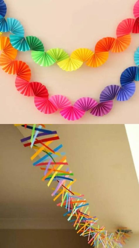 Celebrate Holi at School: 7 creative decoration ideas Holi Event Decor, Creative Decoration Ideas, Traditional Rangoli Design, Diy Garlands, Traditional Rangoli, Roof Decoration, How To Make Garland, Floating Decorations, Holi Colors