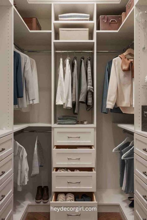 21 Closet Ideas For Better Design And Storage Closets Of All Sizes Closet Redesign, Storage Closets, Under Shelf Basket, Rotating Shoe Rack, Tall Shelves, Clear Bins, Custom Shelving, Small Closets, Door Organizer