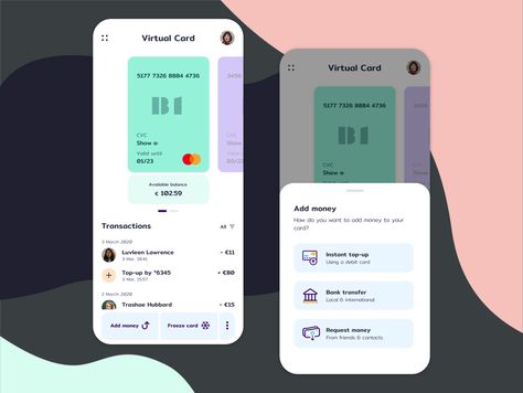 Card management app by Zoi Koutsovasili Virtual Card Design, Financial Apps, Card Ui, Virtual Card, Keyboard Shortcuts, Design Jobs, Mobile Design, Job Opening, App Design