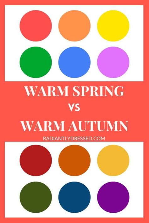 Warm Spring vs Warm Autumn: Discover the Difference between the Warm Seasons - Radiantly Dressed Warm Spring Vs Warm Autumn, Paintbox Spring, Clear Spring Palette, Warm Spring Palette, Radiantly Dressed, Warm Spring Outfits, True Spring Colors, Bright Autumn, True Autumn